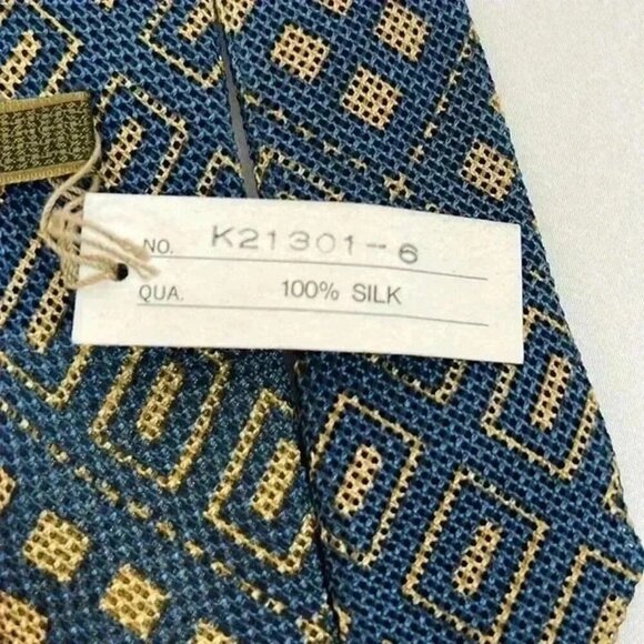 FORMAT MENS 100% SILK TIE BLUE GOLD NWT - Picture 8 of 10